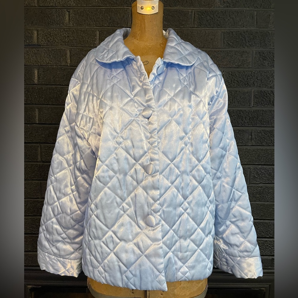 Baby Blue Light Blue Shiny Polyester Lightweight Jacket